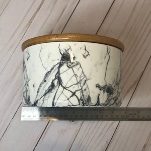 Marble Ceramic Trinket Box with Wooden Lid